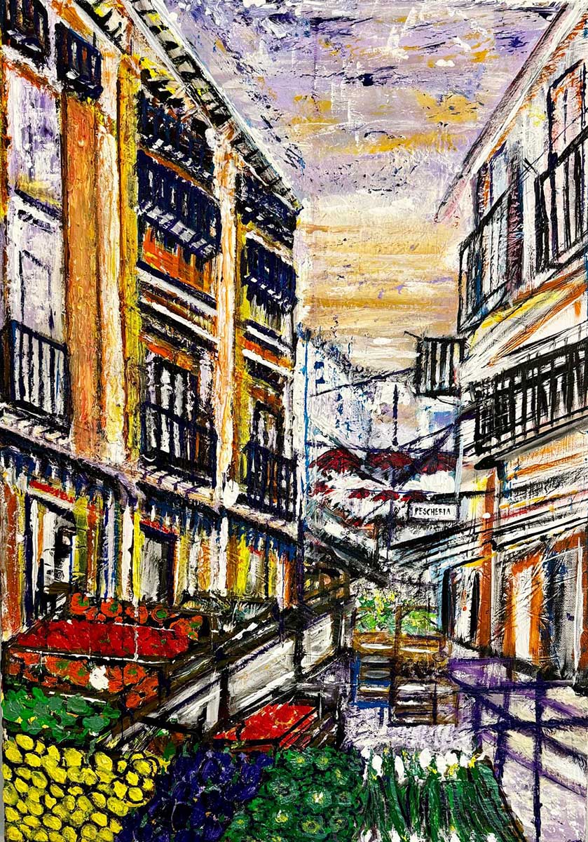 Vendita online opera dal titolo “Mercato storico” realizzata dall'artista contemporanea Stefania Turco
